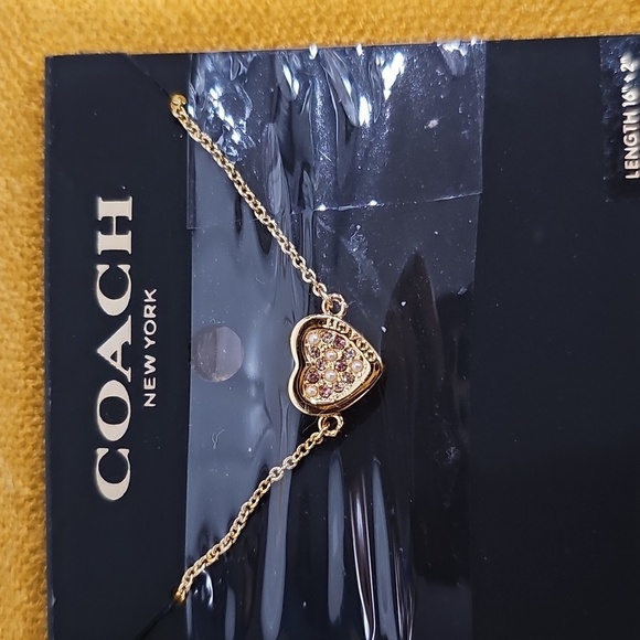 Coach Gold Pave Heart Necklace New